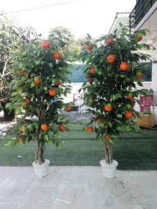 ต้นส้มไม้เทียม สูง 150 ซม. ต้นไม้มงคล ต้นไม้เทียมเกรดเอพร้อมกระถาง