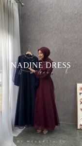 GAMIS NADINE Dress Maxi Brukat Exclusive Wanita Lebaran Pesta Kondangan Mewah Modern Terbaru