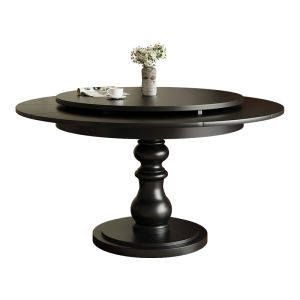 Retro French Small round Table Rotate Retractable Dining Table Small Apartment Minimalist Deformation Dining Table Solid Wood with Turntable Can Be Customized