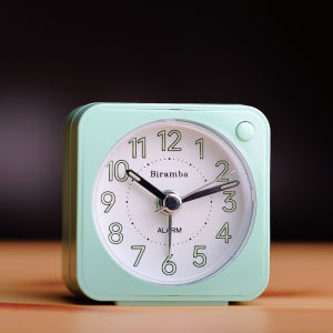 Biramba Mini Alarm Clock with Night Light Silent Sweeping Second Creative Bedside Fashionable Clock from Japan And Korea