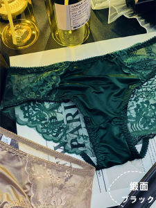 Thoáng Khí Gợi Cảm Eo Thấp Ice Silk Quần Lót Ren Nữ Nguyên Chất Cotton Đáy Quần Mềm Mại Thoải Mái Quần Lót Màu Xanh Lá Cây