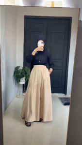 Azkia Skirt Rok Premium Linen Rami bahan adem nyaman