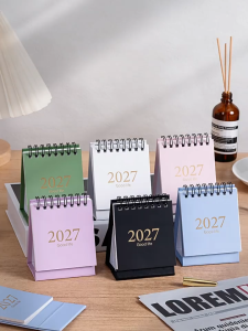 2027-2028 Mini Desk Calendar Desktop Planner Schedule Kawaii Yearly Agenda Organizer Calendar Dual Daily Scheduler Weekly Table Planner
