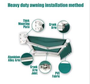 Heyman Electric awning Patio Awning Retractable Awning Sun Shade Awning Cover Outdoor Patio Canopy Sunsetter Deck Awnings with Manual Crank Handle Boleh Ditarik Balik