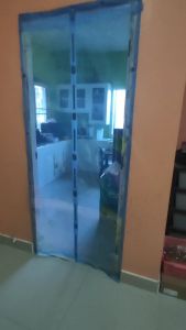 ม่านประตูกันยุง ม่านกันยุง ขนาด กว้าง 110 ซม.xสูง 210 ซม. ลายกางร่มสีฟ้า ปราสาทสีฟ้า นางฟ้าสีฟ้า (แถมฟรีหมุดตอก 1 ชุด+หมุดกาว 1 ชุด)