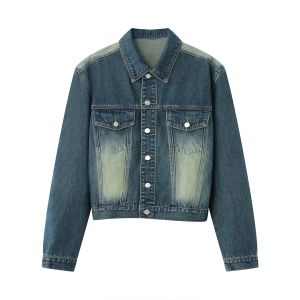 New ALCF Vintage Distressed Denim Jacket And Straight Leg Jeans Set Fashion-forward Menswear Standard Fit Long Sleeve Shirt