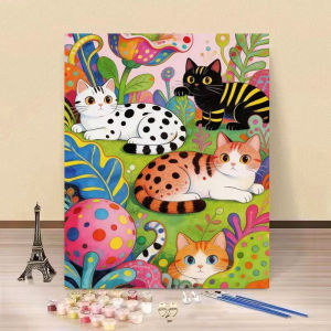 BILIBILI | Acrylic Paint By Numbers Colorful Cat Painting By Numbers on Canvas Coloring By Number for Adults Paint Digital Art