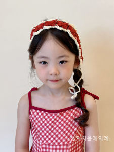 Fashionable Knitted Color Block Headscarf for Girls Childrens Bandana Silk Scarf Simple Versatile Triangle Scarf Korean Style