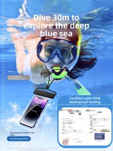 Waterproof Touchscreen Phone Bag with Lanyard for Swimming Underwater Photography Diving Mobile Phone Case 1658 Neck Strap
