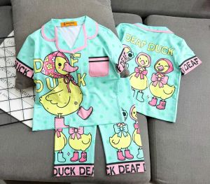 12-45kg A902 Bộ Pijama Bé Gái Thun Lạnh 3D in Họa Tiết Hoạt Hình Dễ Thương