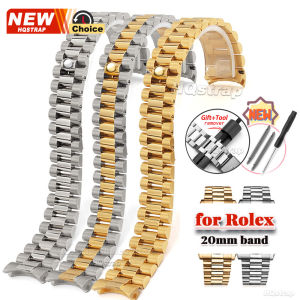 New 20mm Curved End Stainless Steel Strap for Rolex Watch Band for Oyster Bracelet Metal Watchbelt Women Men Business Wristband