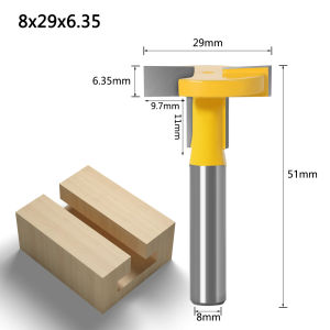 8mm Shank 8mm Đường Kính T-Slot Router Bit Công Cụ Cắt Rãnh Cho Chế Biến Gỗ Gia Công Phay Rãnh Hợp Kim Vonfram Coban