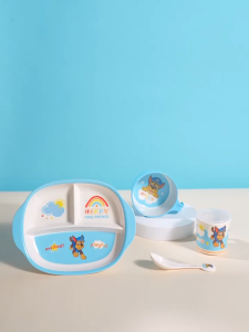 Paw Patrol Childrens Tableware Boy Household Spoon Baby Compartment Dinner Plate Eating Special Complementary Food Bowl Multi-Piece Set