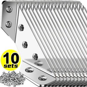 Universal Furniture Corner Connector Stainless Steel Corner Brackets for Cabinet Angle Shelf Support Fixed Brace Kits with Screw