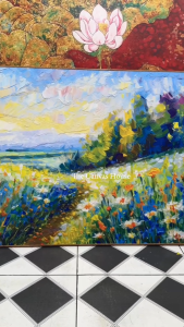 Tranh in Canvas Phong Cảnh Cánh Đồng Hoa (Có hình thật - Đã có khung móc đinh treo) - The Canvas House