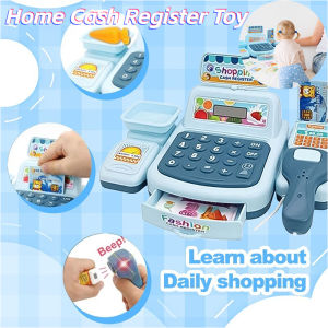 Cash Register Toy for Pretend Play Supermarket Checkout with Light and Sound Electric ATM Gift for Toddlers Kids