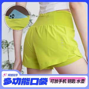 Womens Running Sports Shorts Three-quarter Length Marathon Quick-drying Breathable Anti-exposure Elastic Waist Pocket Design