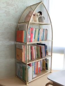 Wrought Iron Bay Window Shelf Living Room Bedroom Creative Art Metal Childrens Bookcase Accessible Luxury Household Decoration Display Rack