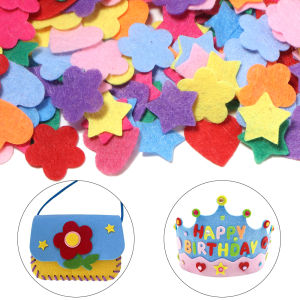 200pcs/lot Multi Shapes Soft Patterned Felt Fabric Patch Felt Fabric Sticker Patches for Toys Sewing Scrapbook Craft Accessories