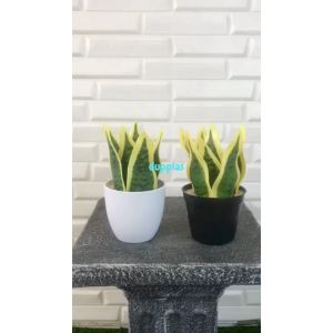 Tanaman Artificial Pohon Plastik Daun Lidah Mertua X8 Latex Variasi Pot Dekorasi Pajangan Meja