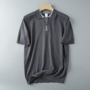 Designer Line Gentlemanly Vintage Summer Turn-down Collar Polo Shirt Knitted Trendy Half Sleeve Short Sleeve Fashionable Top