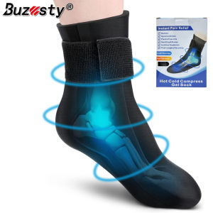 Buzesty Reusable Gel Ice Pack Sleeve Support Wrap for Ankle Foot Arch Swelling and Injuries RecoveryIce Cold Compression Sock With Fixed Straps for Foot Heel WrapTendonitisPlantar FasciitisSwellingSprained