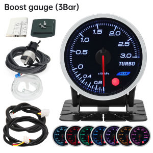 RYSJM | Boost 3.0 Bar Turbo Pressure Gauge 8 Color Backight 52mm Voltmeter/Water temp/Oil Press /Exhaust gas temp gauge Car meter 12V