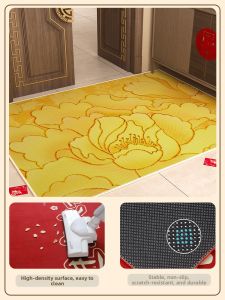 QINGGENGNONG | Chinese New Style Gold and Yellow Entrance Doormat With Chinese Knot and Blessing