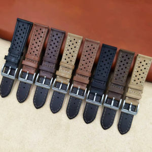 Genuine Leather Strap Handcrafted Cowhide Watch Band Ventilated Design 18mm 20mm 22mm Bracelet