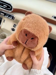 Cartoon Plush Capybara Car Tissue Box Toy Storage Box Car Headrest Tissue Box Car Seat Tissue Box