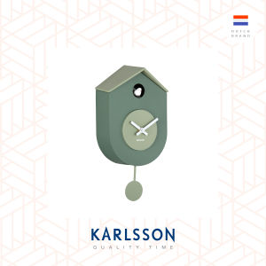 Karlsson Wall clock L. 32.5cm Grato Cuckoo ABS jungle green w. grayed jade (Pendulum)