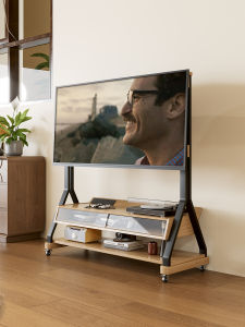 QUYUAN | Vintage Style Solid Wood Movable TV Stand with Storage