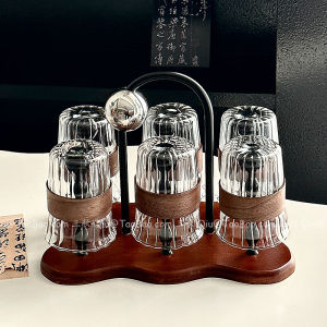 ชุดแก้วน้ำรับแขก Sanq ทรงใหม่สไตล์จีน ความร้อนสูง กันร้อน ทนทานต่อความร้อน ชุดแก้วน้ำสำหรับรับประทานกาแฟ ชา น้ำผลไม้