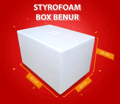 BOX STYROFOAM BENUR SIZE P. 47cm L.31cm T.28cm bisa menampung kurang lebih 20Kg/ 20 L