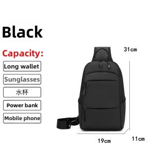 New Mens Multi-Functional Diagonal Bag Large Capacity Chest Water Cup Bag Travel Trendy Backpack Youth Casual Soft Handle