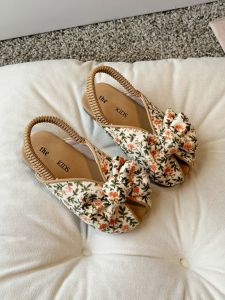 Princess Style Floral Print Girls Sandals Summer Open Toe Slip-On Beach Shoes Baby Toddler Footwear Comfortable Breathable