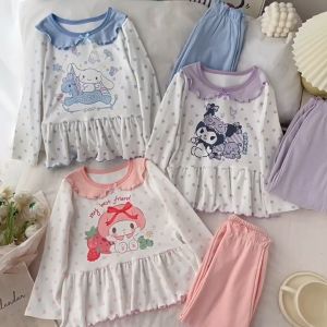 mirinnrada baby ชุดนอนเด็ก ชุดนอนแขนยาว+กางเกงขายาว ชุดนอนลูกสาว ลายการ์ตูนดิสนีย์