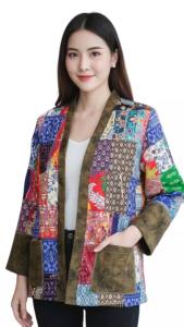 🌿 เสื้อคลุมโบฮีเมียนแขนยาว | งานแฮนด์เมด Patchwork รอบตัว | อัดกาวทั้งตัว อยู่ทรงสวย | ฟรีไซส์