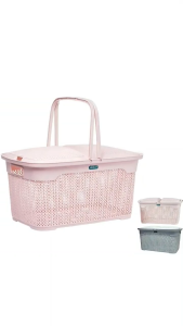 Giỏ đi sinh chấm bi HOKORI nhựa VIỆT NHẬT cao cấp - Làn có nắp đựng đồ quần áo mẹ bé - 2609