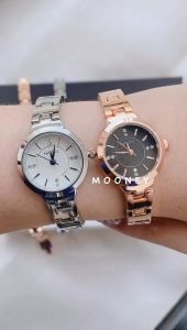 Mooney Jam Tangan Wanita Rantai Ulzzang Warna Silver Bulat Kecil Jam Cewek Strap Elegant N2