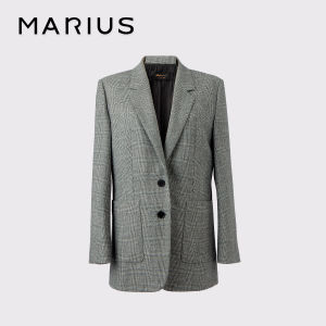 MARIUS Black Label Limited Edition Merino Wool Plaid Two Button Suit V-neck Vest Wide Leg Pants Fashion Set for Women