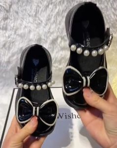 Sepatu Anak Wanita Motif Pita Mutiara Size 22s/d30 Sepatu Flat Shoes Trendi Mode Korea Mewah Elegant