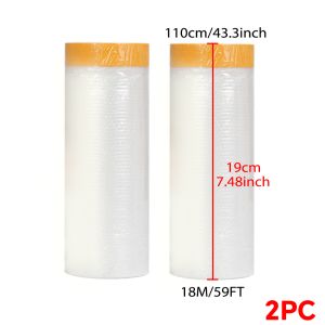 Painter Plastic With Tape Pre-Taped Masking FilmPaint Adhesive Protective Film Roll for Covering Skirting Cars and Auto Body