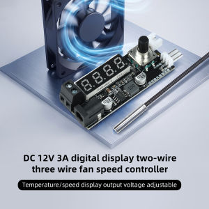 Aideepen | 2-Wire/3-Wire Digital Display Fan Speed Controller DC 12V 3A with Temperature/RPM Display switchable for PC server room/aquarium