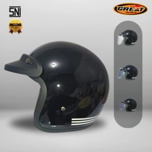 Great Helm Bogo Original Polos Hitam Glossy Termurah Pria Wanita 100% SNI P01