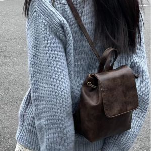 Túi Đeo Vai Đơn Phong Cách Mỹ Brown Retro Simple Túi Đeo Hai Vai Nhỏ Túi Xách Da PU Thường Ngày Túi Đeo Vai Đơn Thời Trang