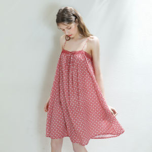 XEXZ | Romantic Print Pure Cotton French Lace Sleep Dress Loose Fresh Beautiful Girl Balian Silk Home Comfortable Spring Summer Nightgown