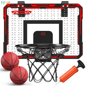 TEMI Basketball Hoop Kids Sports Toys for Boys Girls 3+ Years Old Wall Type Foldable Basketball Hoop Throw Outdoor Indoor Games with 2 Balls
