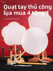RANDENG | Quạt Lụa Tròn Tay Dài Phong Cách Cổ Điển