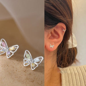 Stud Earrings For Women Butterfly Cubic Zirconia Temperament Brincos Simple Earring Fine Jewelry
